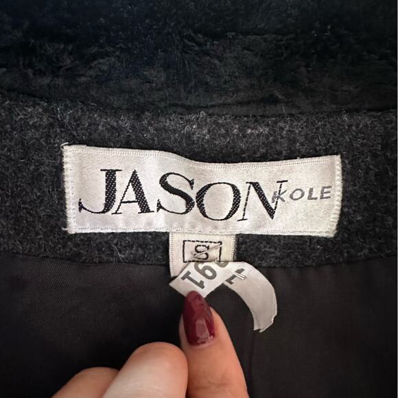 Vintage Y2K Jason Kole Wool Faux Fur Trim Belted Zip Jacket Cozy Winter Coat - Picture 10 of 16